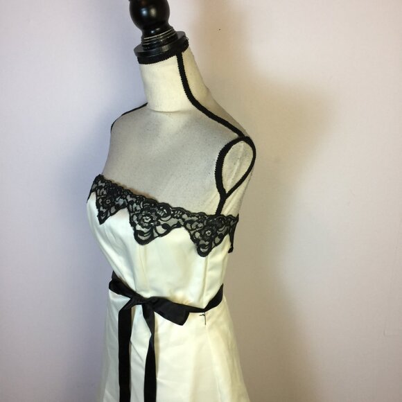 Vintage Jessica McClintock Gunne Sax Strapless Dress Size 7/8 Womans Ivory Satin - Picture 7 of 16